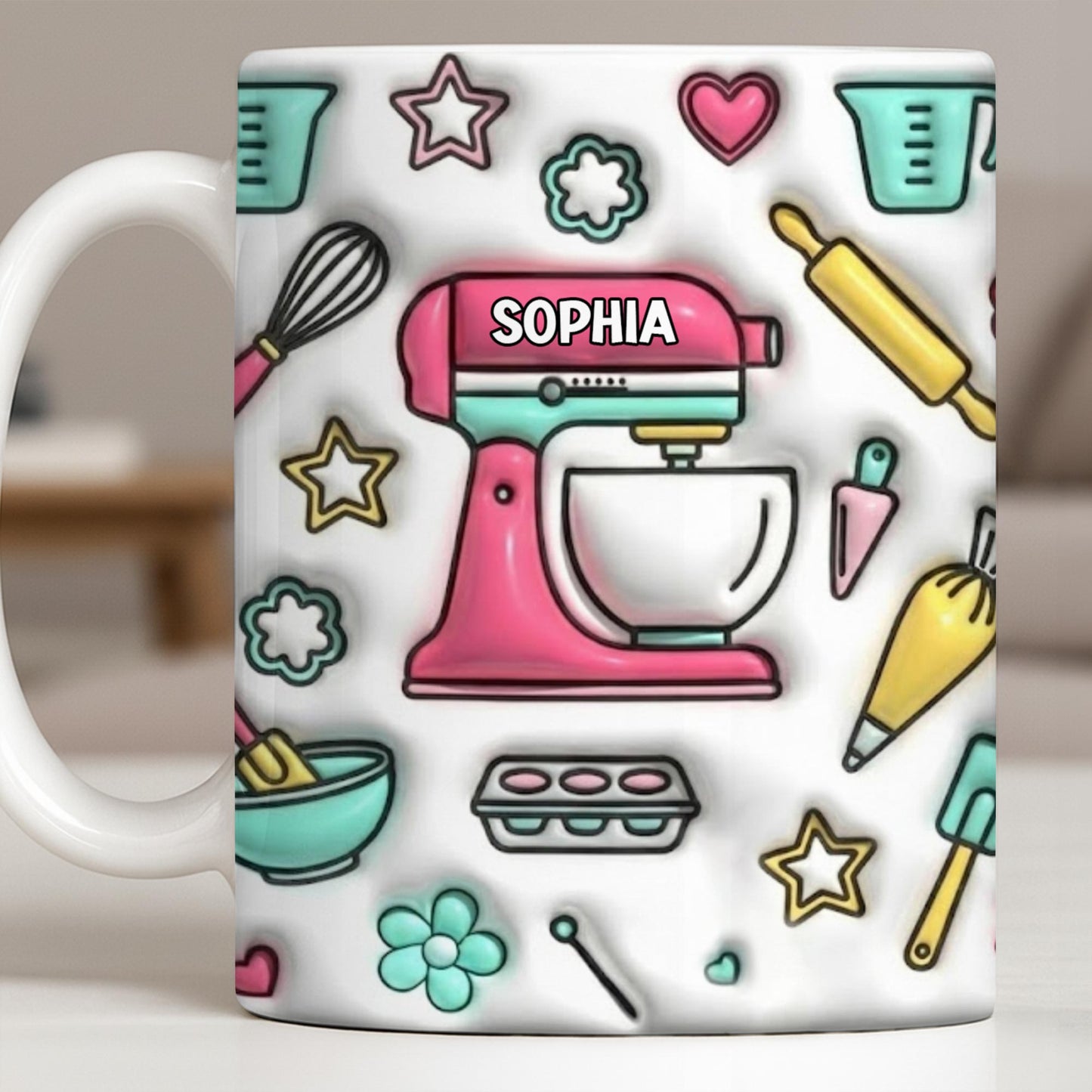 Personalize Your Baking Lover's Cup With Mixer and Whisk