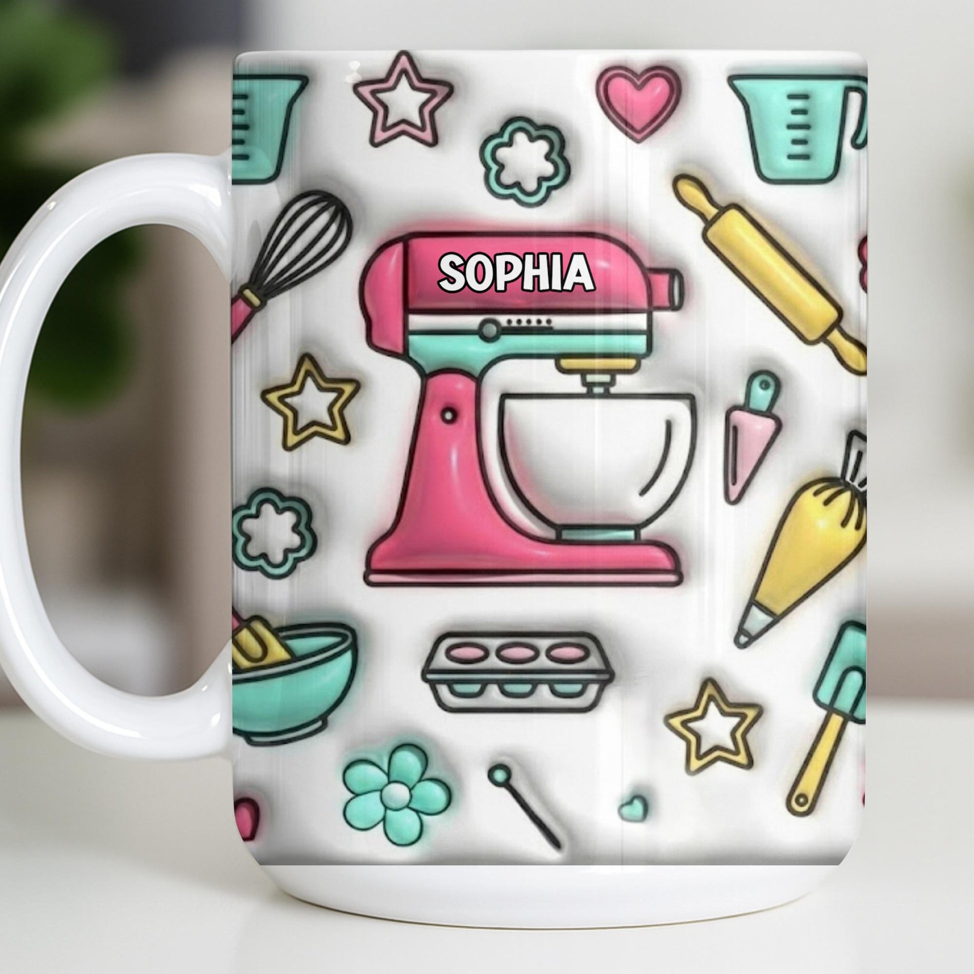 Personalize Your Baking Lover's Cup With Mixer and Whisk