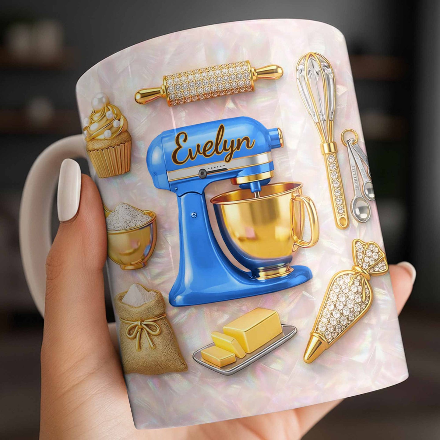 Baking With Love And Style Gold Mixer And Rolling Pin