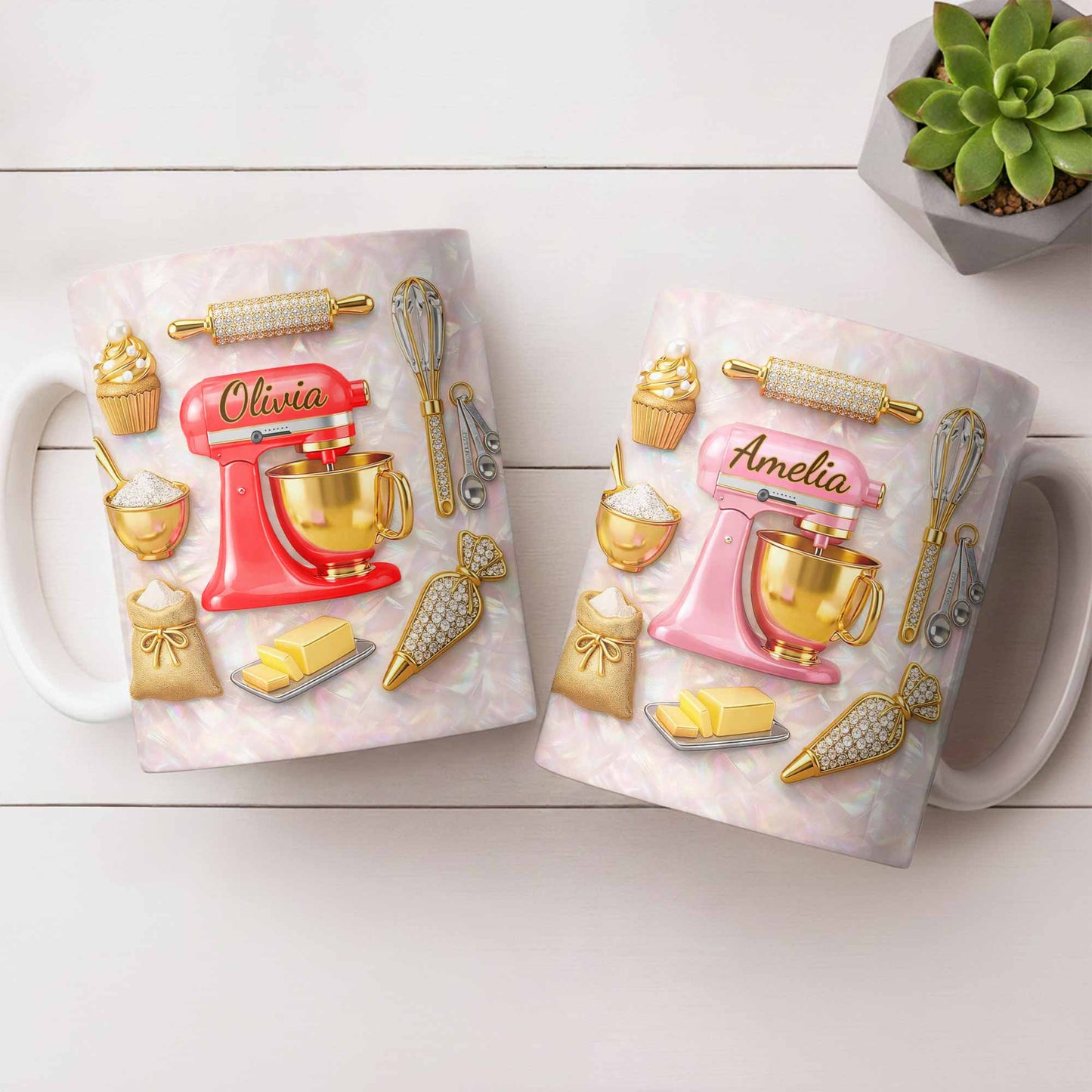 Baking With Love And Style Gold Mixer And Rolling Pin