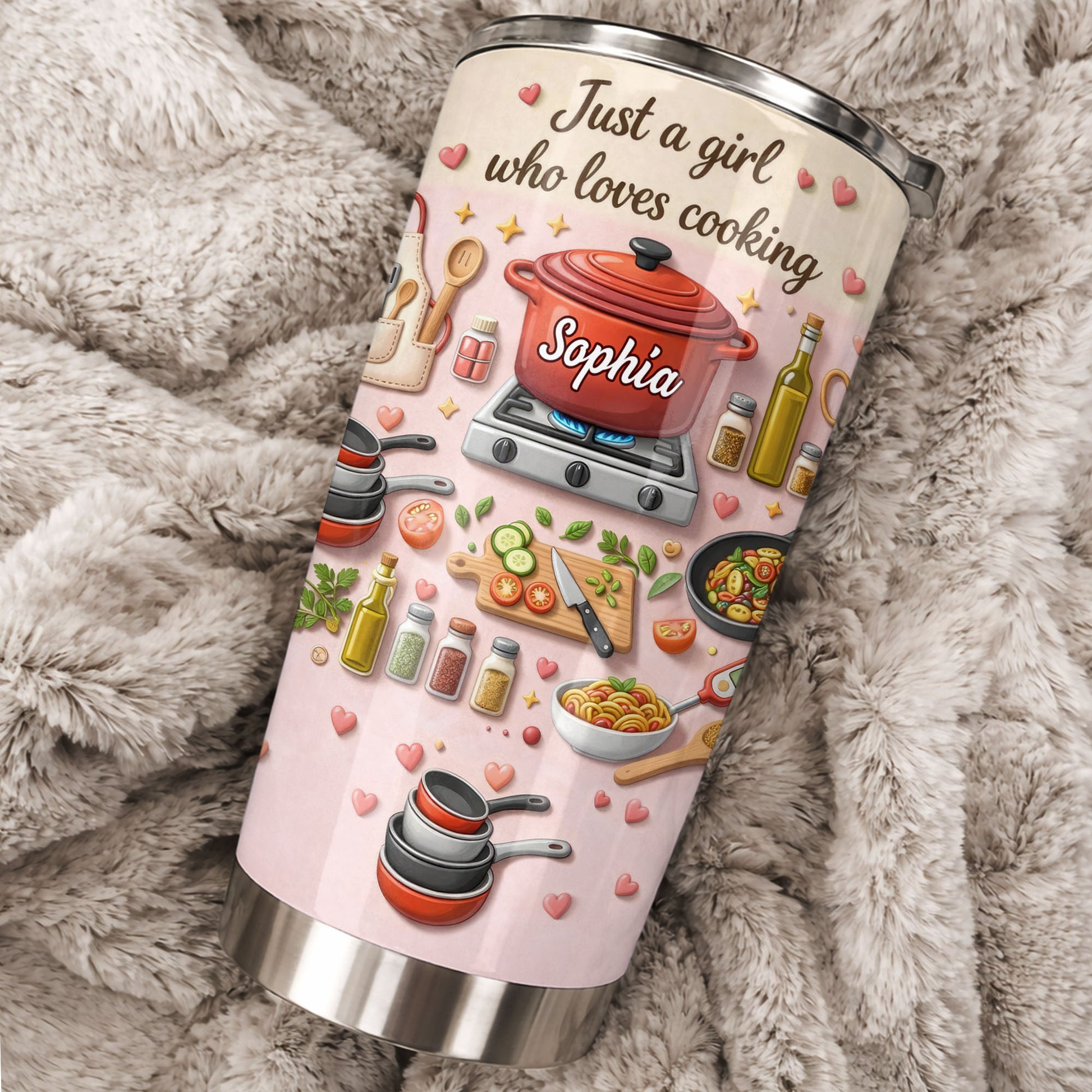 Just A Girl Who Loves Cooking With Pot And Kitchen Utensils