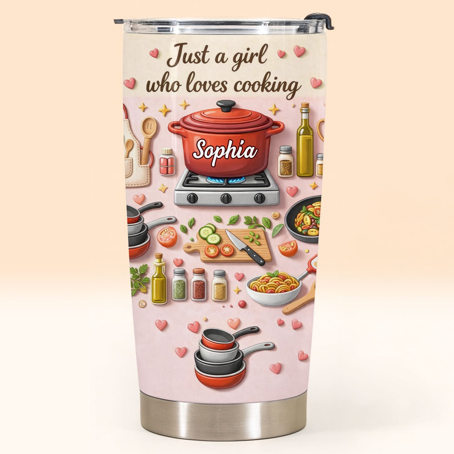 Just A Girl Who Loves Cooking With Pot And Kitchen Utensils