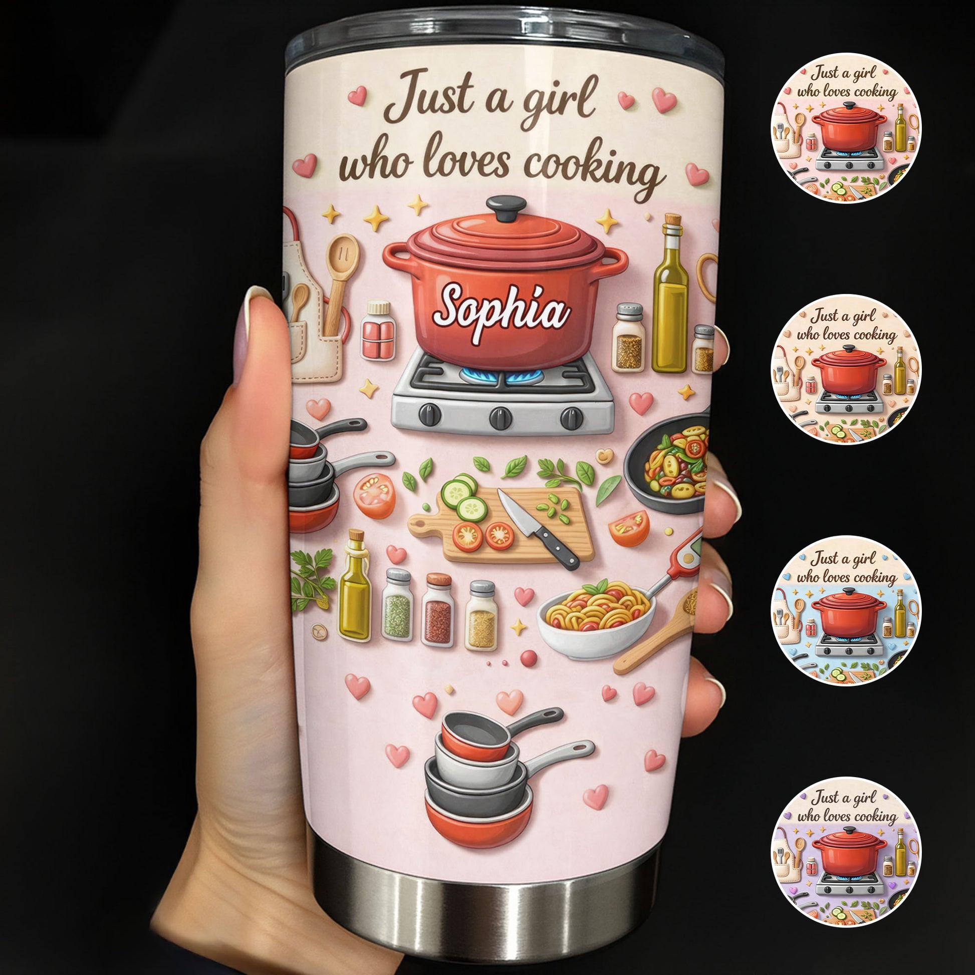 Just A Girl Who Loves Cooking With Pot And Kitchen Utensils