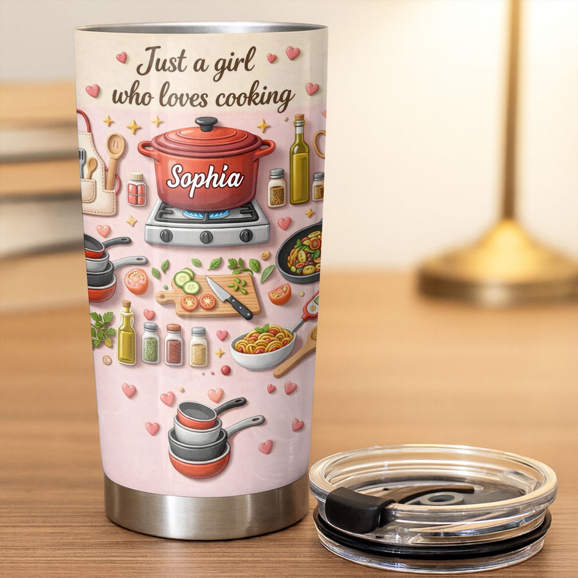 Just A Girl Who Loves Cooking With Pot And Kitchen Utensils