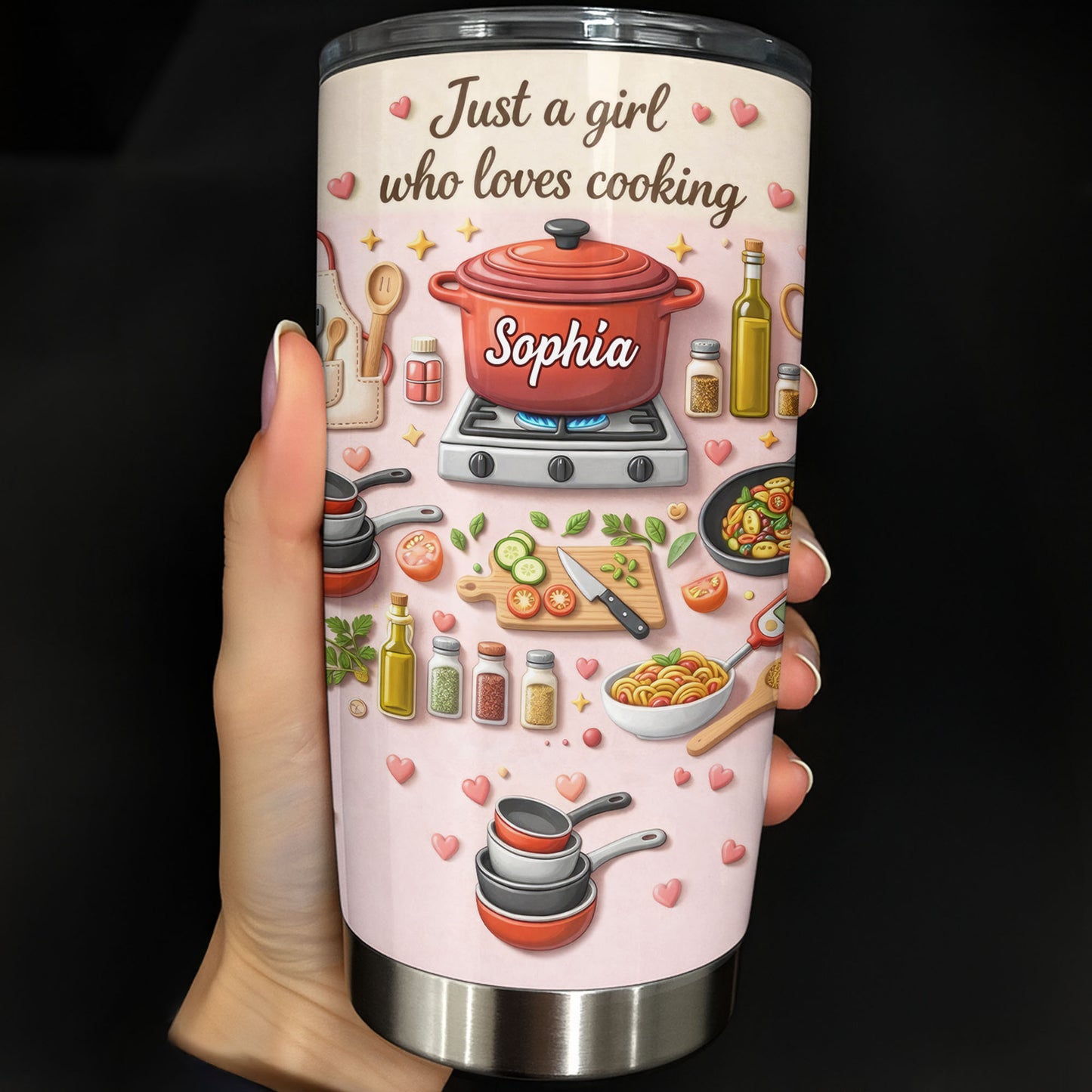 Just A Girl Who Loves Cooking With Pot And Kitchen Utensils