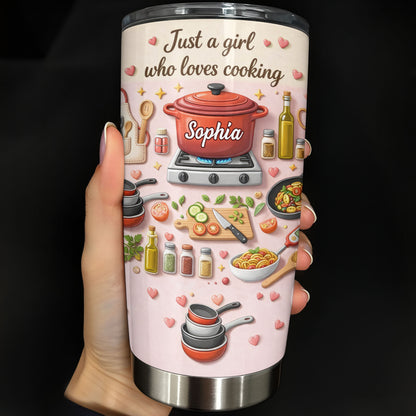 Just A Girl Who Loves Cooking With Pot And Kitchen Utensils