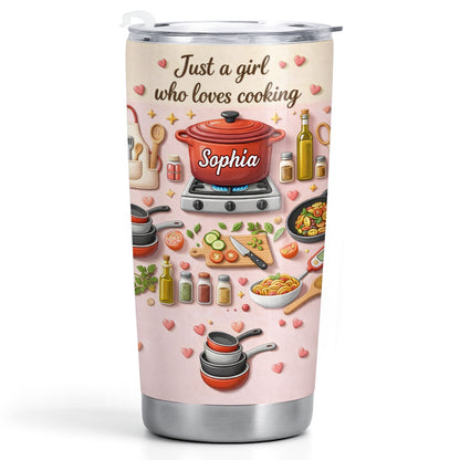 Just A Girl Who Loves Cooking With Pot And Kitchen Utensils