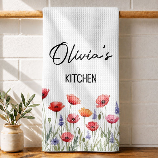 My Kitchen Personalized With Birth Month Flowers - Personalized Kitchen Towel - COOK058_TOWL