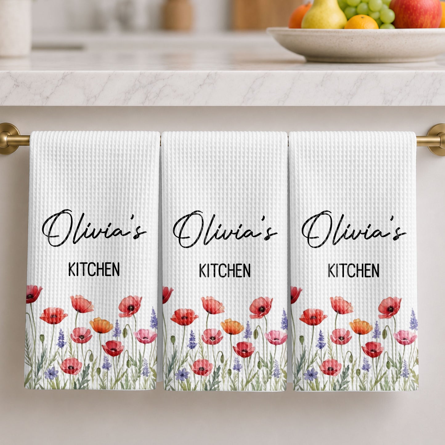 My Kitchen Personalized With Birth Month Flowers - Personalized Kitchen Towel - COOK058_TOWL