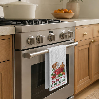 Cooking Co Open Daily Red Pot And Fresh Vegetables - Personalized Kitchen Towel - COOK084_TOWL