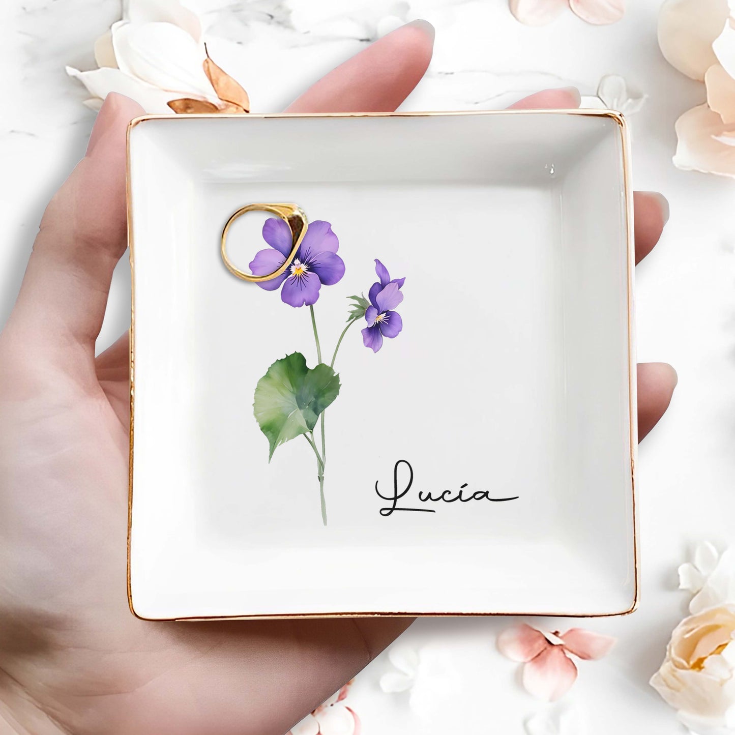 Blossom With Joy - Personalized Custom Jewelry Dish - CP001_SCRD