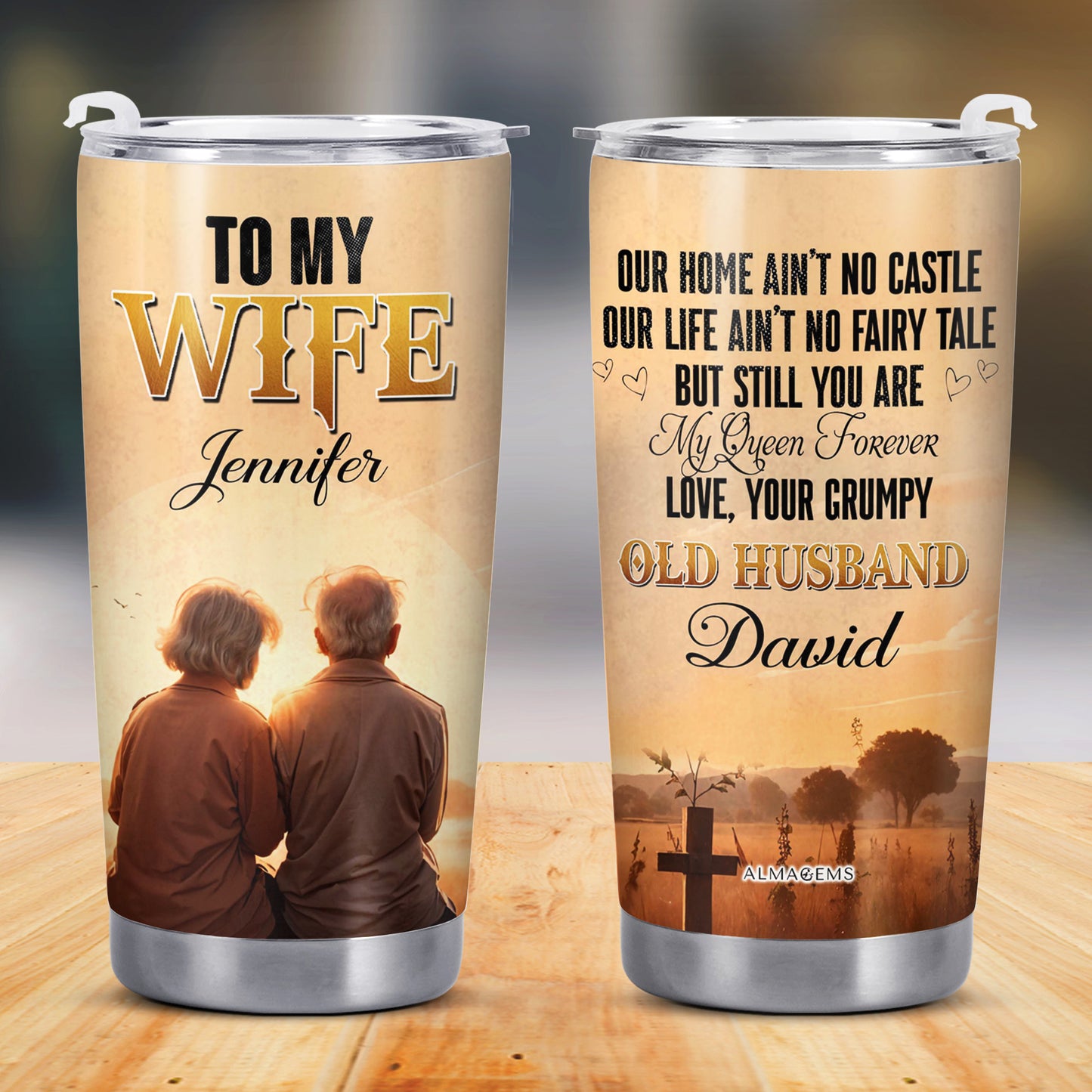 Para mi esposa - Vaso de acero inoxidable personalizado de 20 oz y 30 oz - CP006_TB