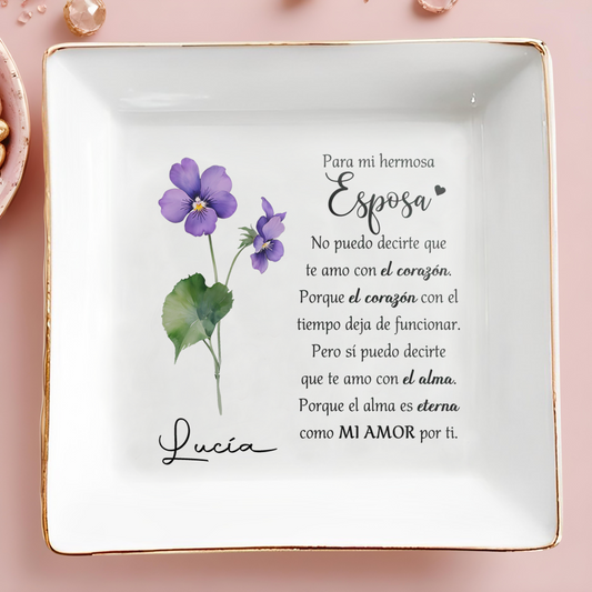 Para Mi Hermosa Esposa - Personalized Custom Jewelry Dish - CP012_SCRD