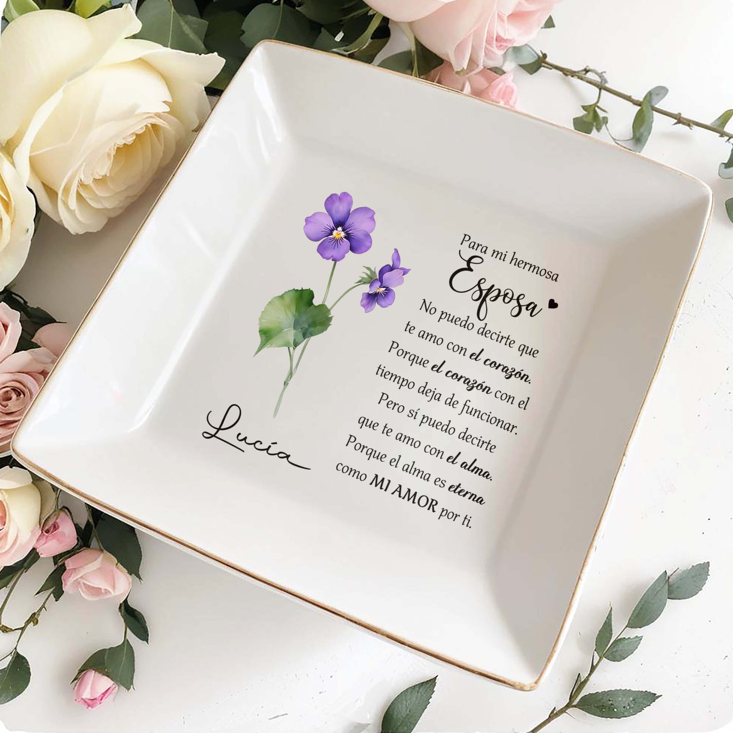 Para mi hermosa esposa - Plato de joyería personalizado - CP012_SCRD