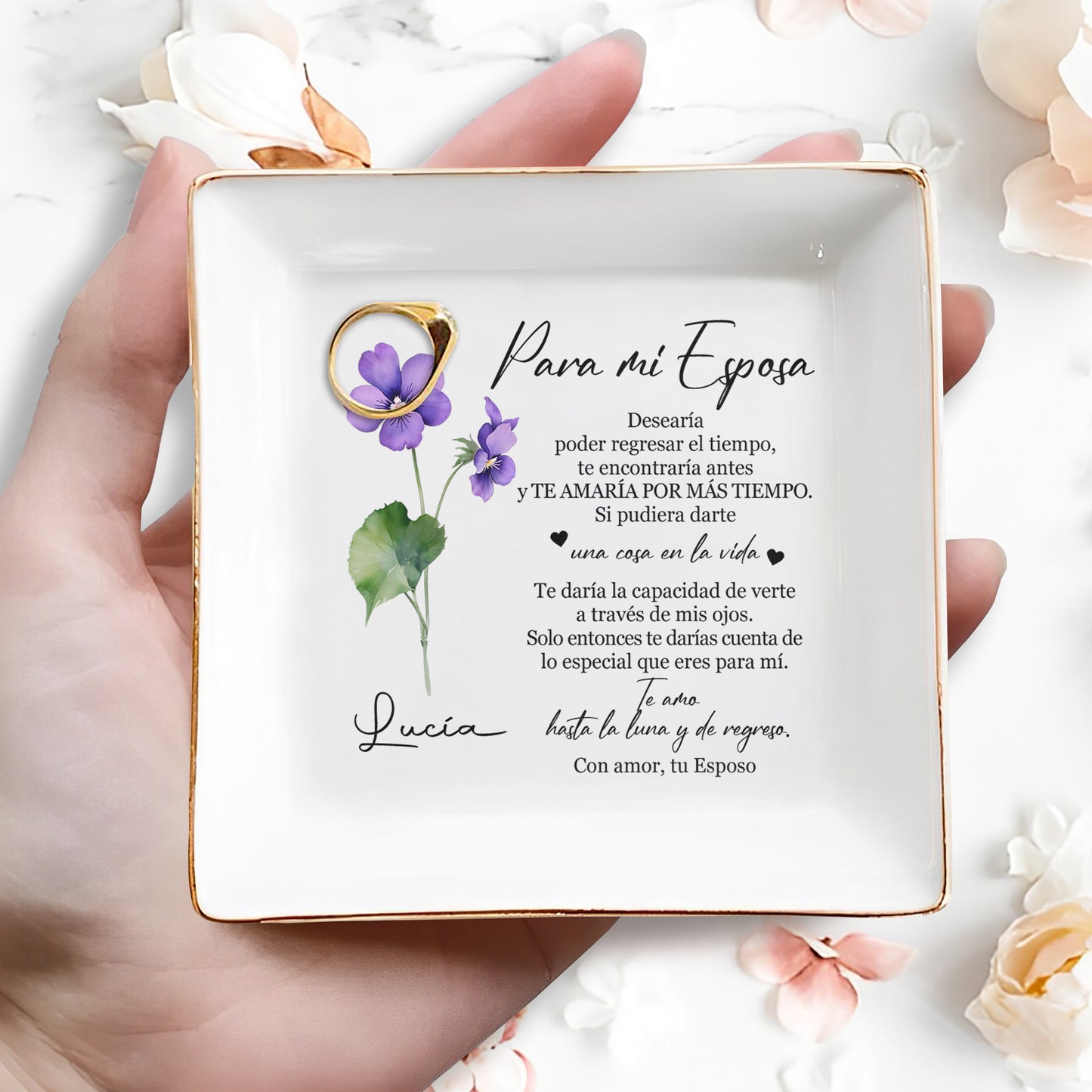 Para Mi Esposa - Personalized Custom Jewelry Dish - CP015_SCRD