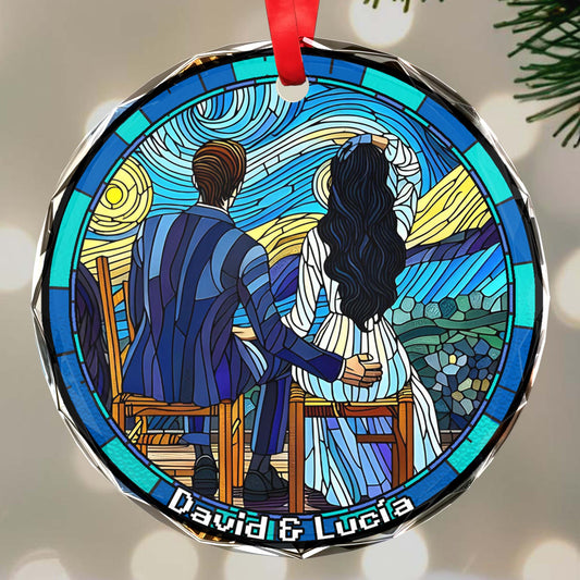 Forever Together Under The Stars - Personalized Custom Circle Glass Ornament - CP022_CGOR