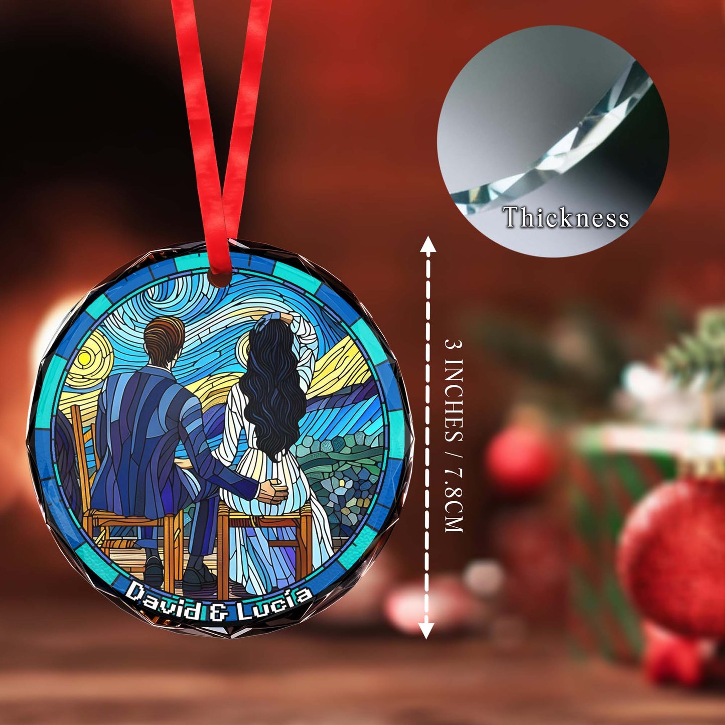 Forever Together Under The Stars - Personalized Custom Circle Glass Ornament - CP022_CGOR