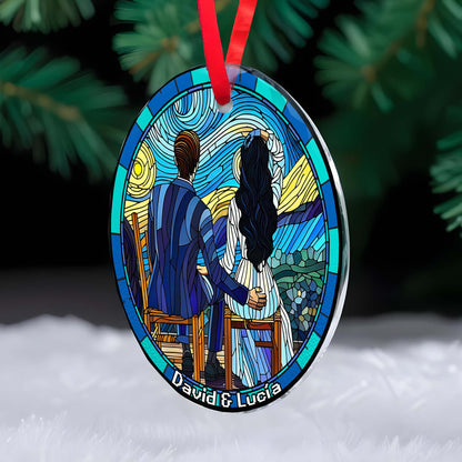 Forever Together Under The Stars - Personalized Custom Circle Glass Ornament - CP022_CGOR