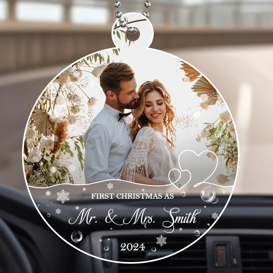 First Christmas As Mr. & Mrs. Custom Ornament - Personalized Custom Acrylic Ornament, Car Ornament - CP026_HGO