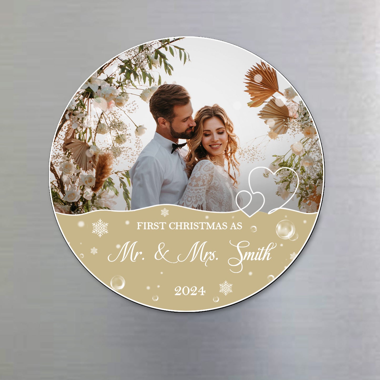 First Christmas As Mr. & Mrs. Custom Magnet - Personalized Custom Fridge Magnet - CP026_MAGN