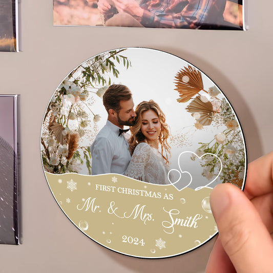 First Christmas As Mr. & Mrs. Custom Magnet - Personalized Custom Fridge Magnet - CP026_MAGN