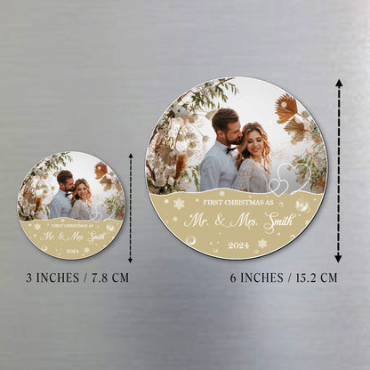 First Christmas As Mr. & Mrs. Custom Magnet - Personalized Custom Fridge Magnet - CP026_MAGN