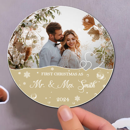 First Christmas As Mr. & Mrs. Custom Magnet - Personalized Custom Fridge Magnet - CP026_MAGN