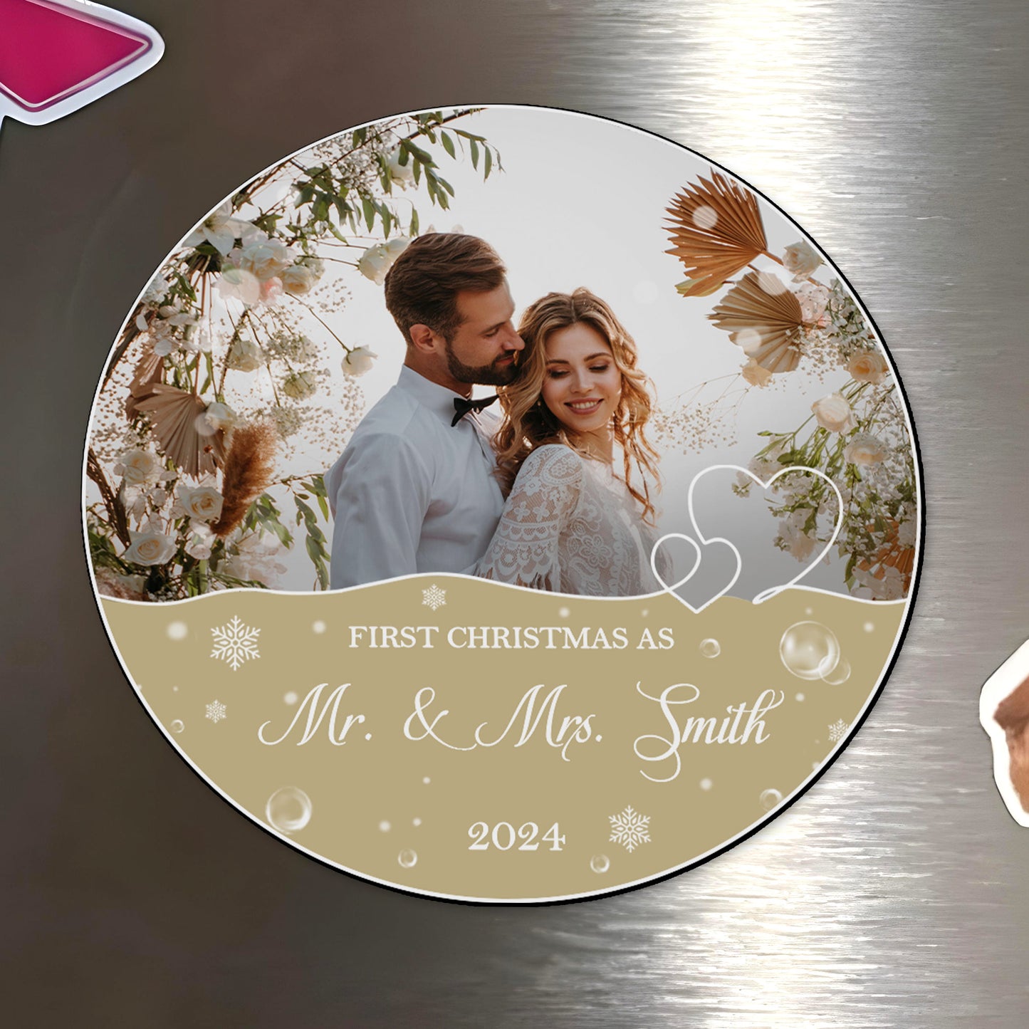 First Christmas As Mr. & Mrs. Custom Magnet - Personalized Custom Fridge Magnet - CP026_MAGN