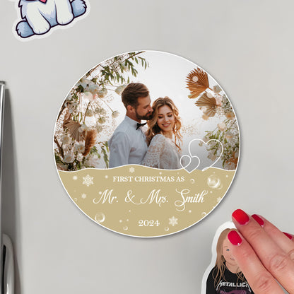 First Christmas As Mr. & Mrs. Custom Magnet - Personalized Custom Fridge Magnet - CP026_MAGN