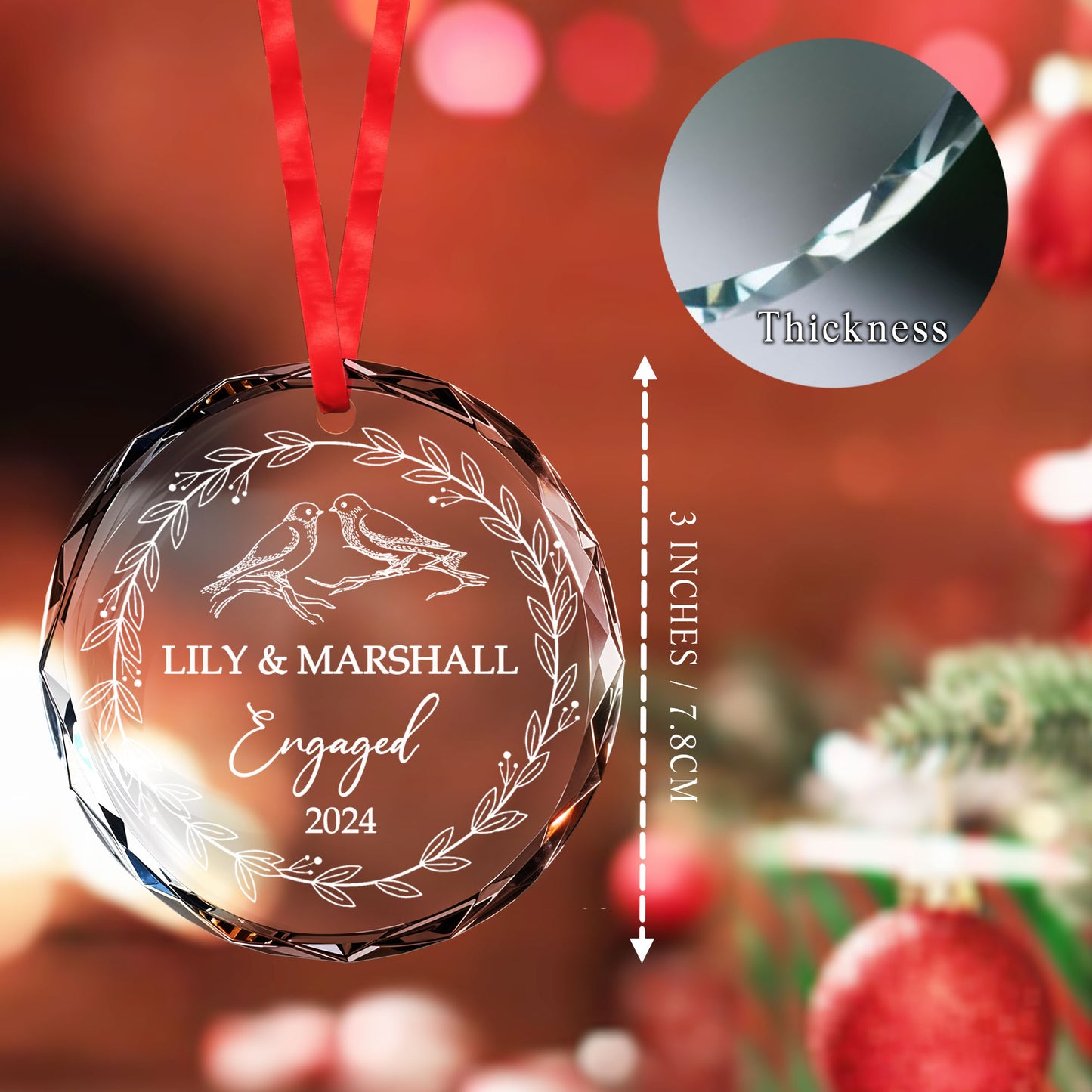 Celebrate Your Forever Love - Personalized Custom Circle Glass Ornament - CPL001_CGOR