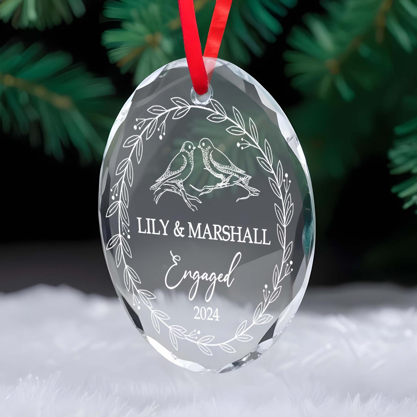 Celebrate Your Forever Love - Personalized Custom Circle Glass Ornament - CPL001_CGOR