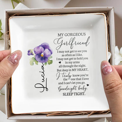 My Gorgeous Girlfriend, Sleep Tight Message - Personalized Custom Jewelry Dish - CPL017_SCRD