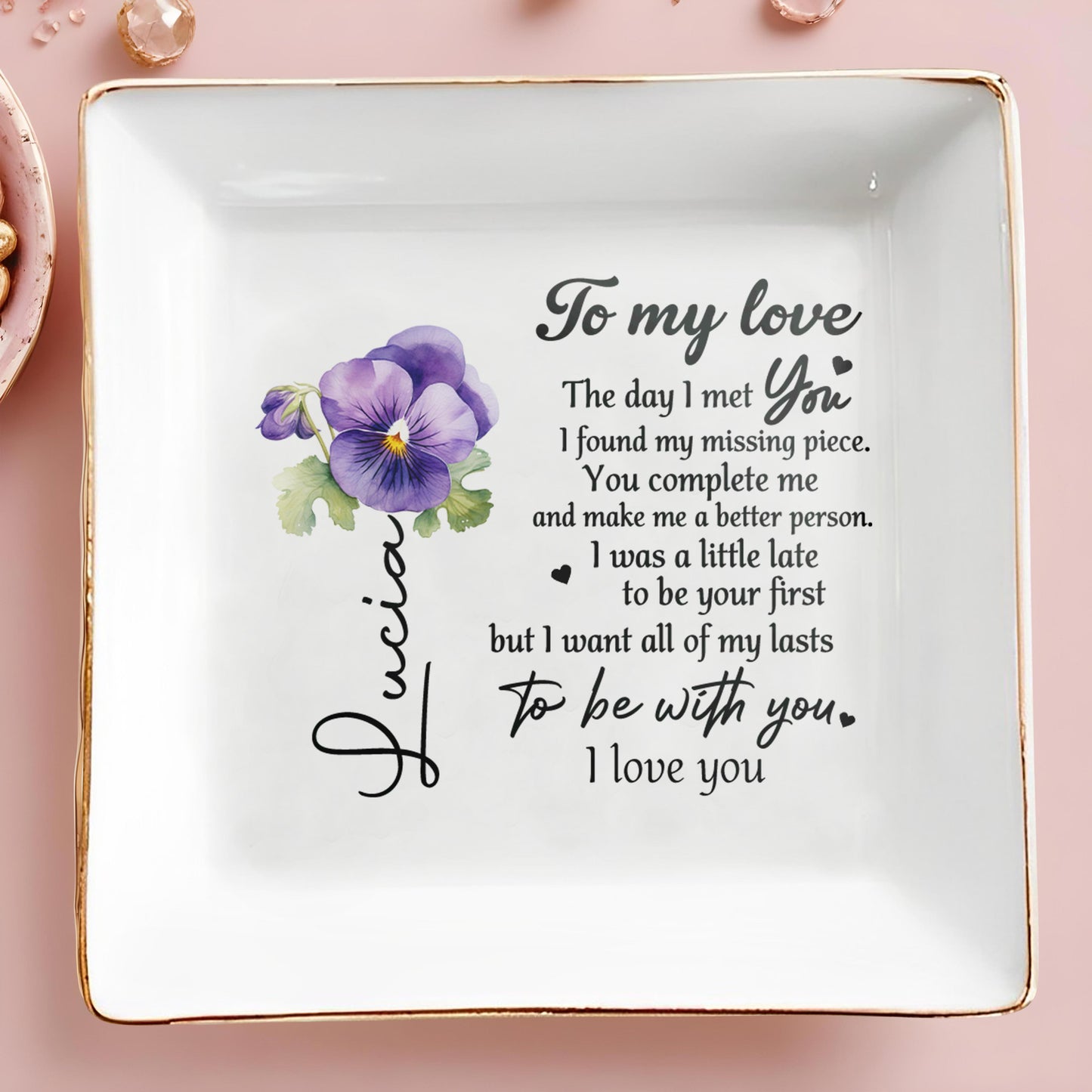 To My Love, I Found My Missing Piece, I Love You - Personalized Custom Jewelry Dish - CPL018_SCRD