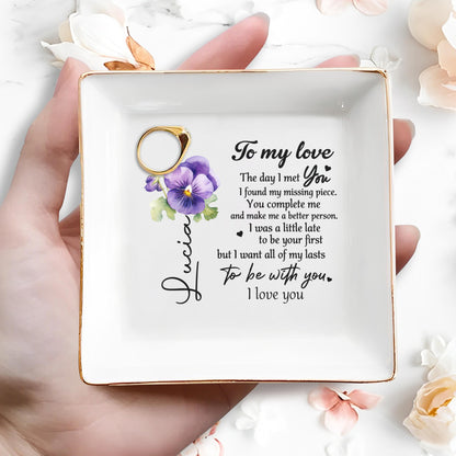 To My Love, I Found My Missing Piece, I Love You - Personalized Custom Jewelry Dish - CPL018_SCRD