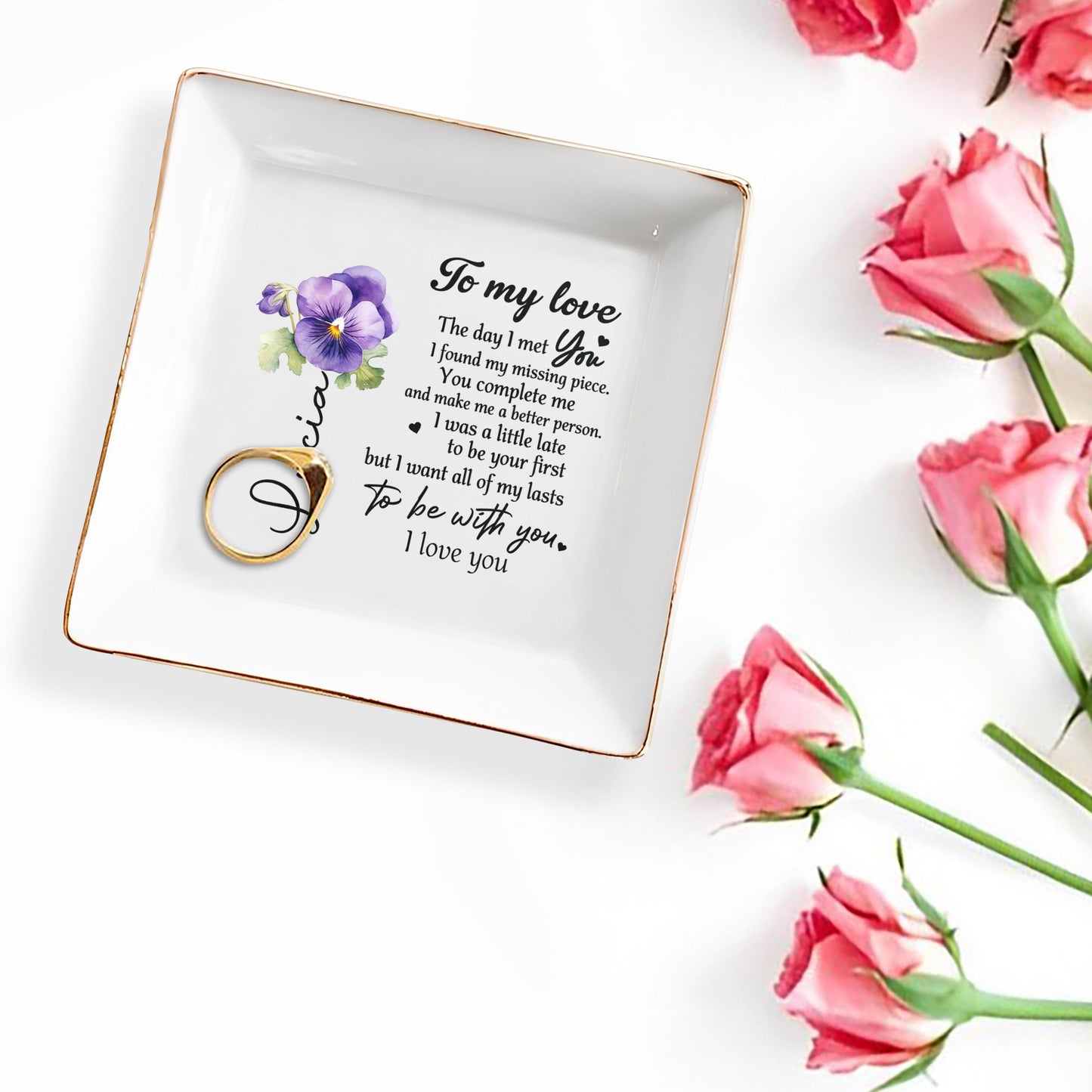 To My Love, I Found My Missing Piece, I Love You - Personalized Custom Jewelry Dish - CPL018_SCRD