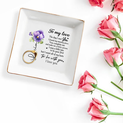 To My Love, I Found My Missing Piece, I Love You - Personalized Custom Jewelry Dish - CPL018_SCRD