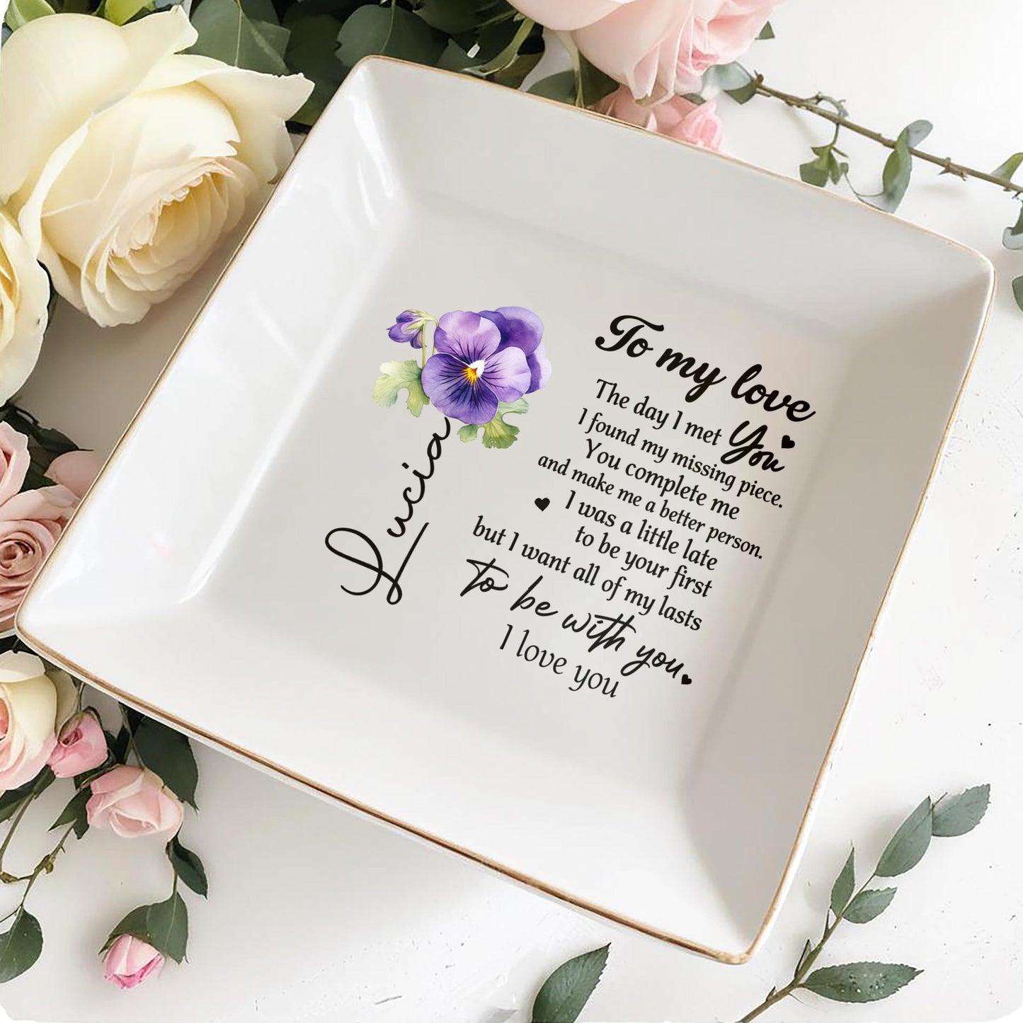 To My Love, I Found My Missing Piece, I Love You - Personalized Custom Jewelry Dish - CPL018_SCRD