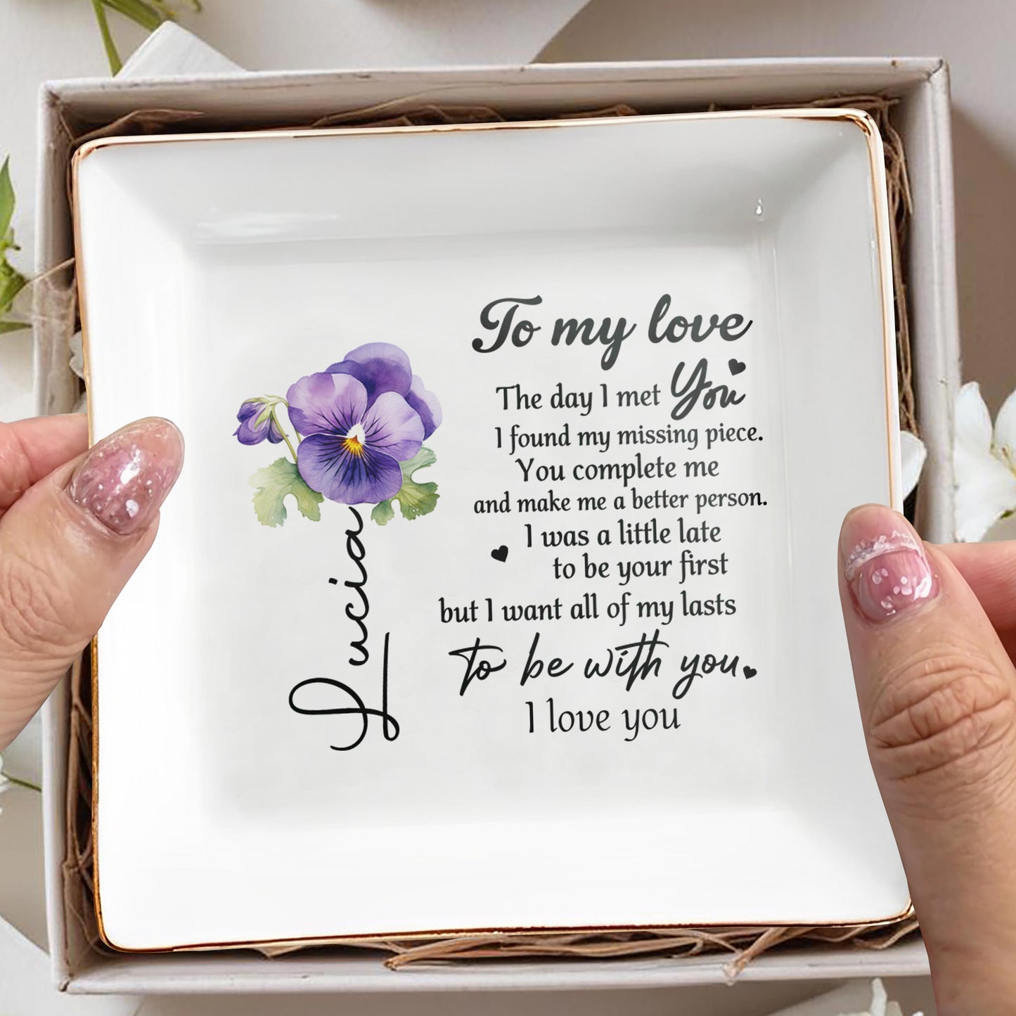 To My Love, I Found My Missing Piece, I Love You - Personalized Custom Jewelry Dish - CPL018_SCRD