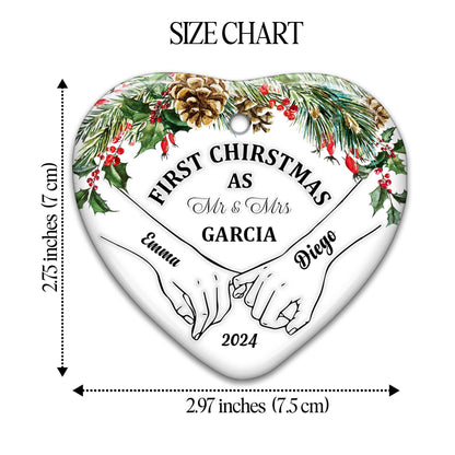 First Christmas As Mr & Mrs Heart Shaped Ornament