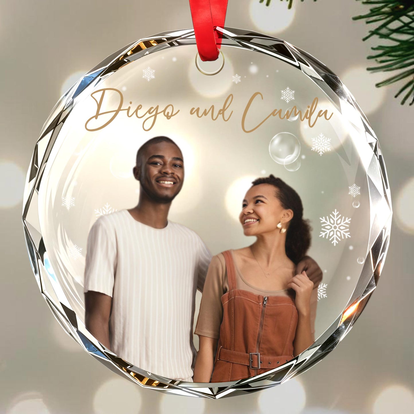 Capture Your Special Moments Forever - Personalized Custom Circle Glass Ornament - CPL030_CGOR