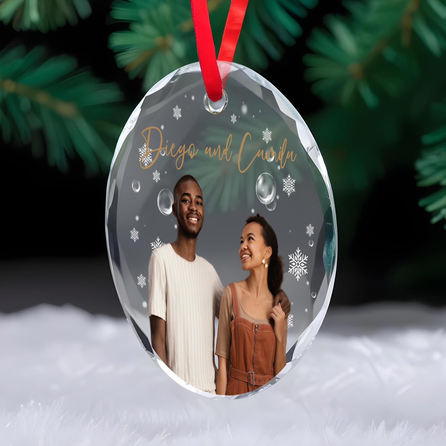 Capture Your Special Moments Forever - Personalized Custom Circle Glass Ornament - CPL030_CGOR