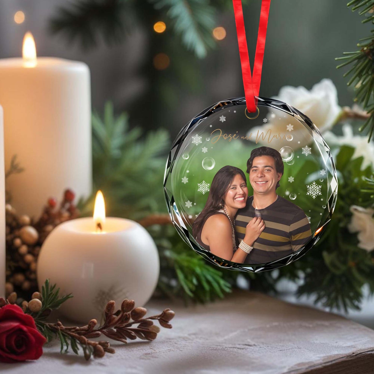 Celebrate Love And Family Glass Ornament