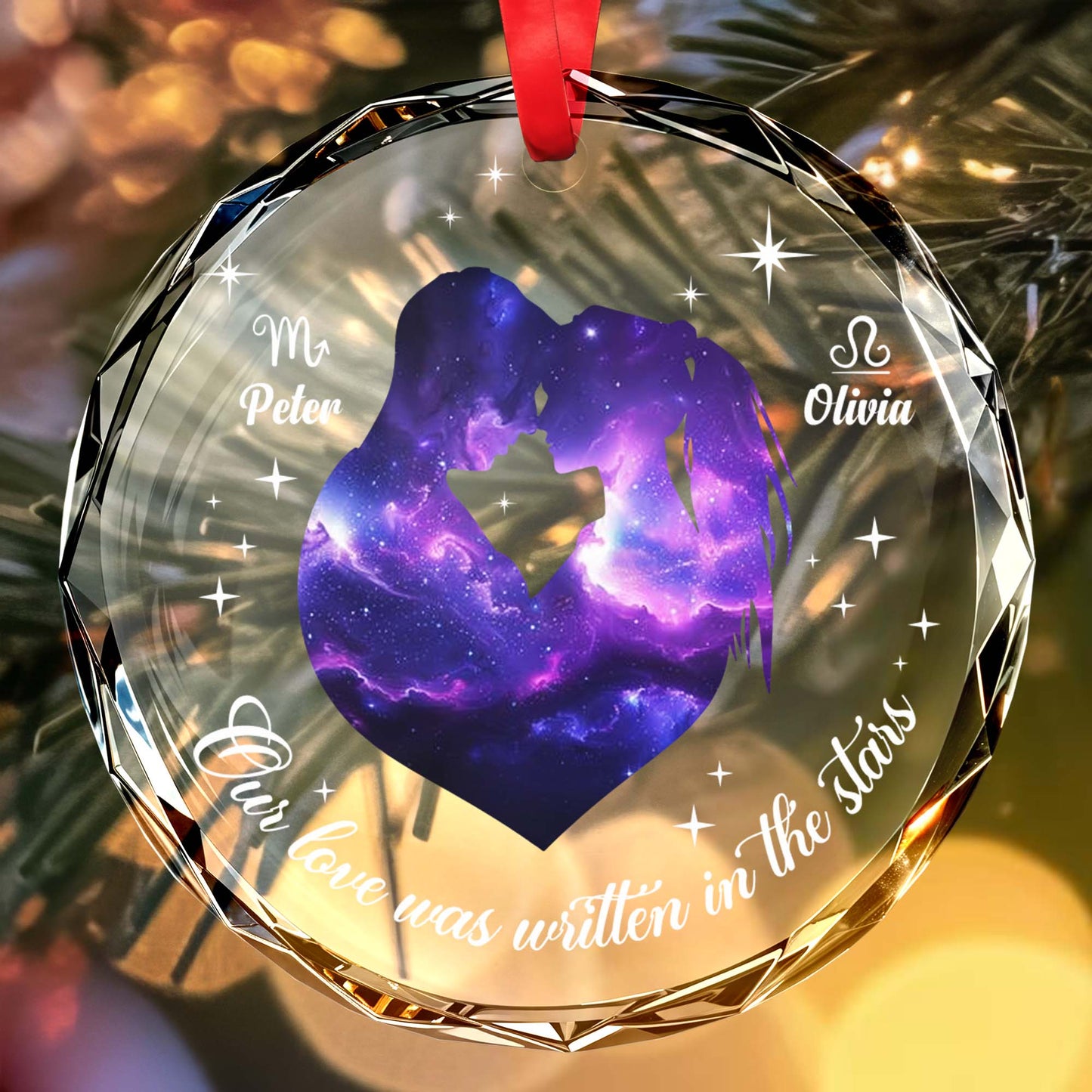 Our Love Was Written In The Stars Glass Ornament