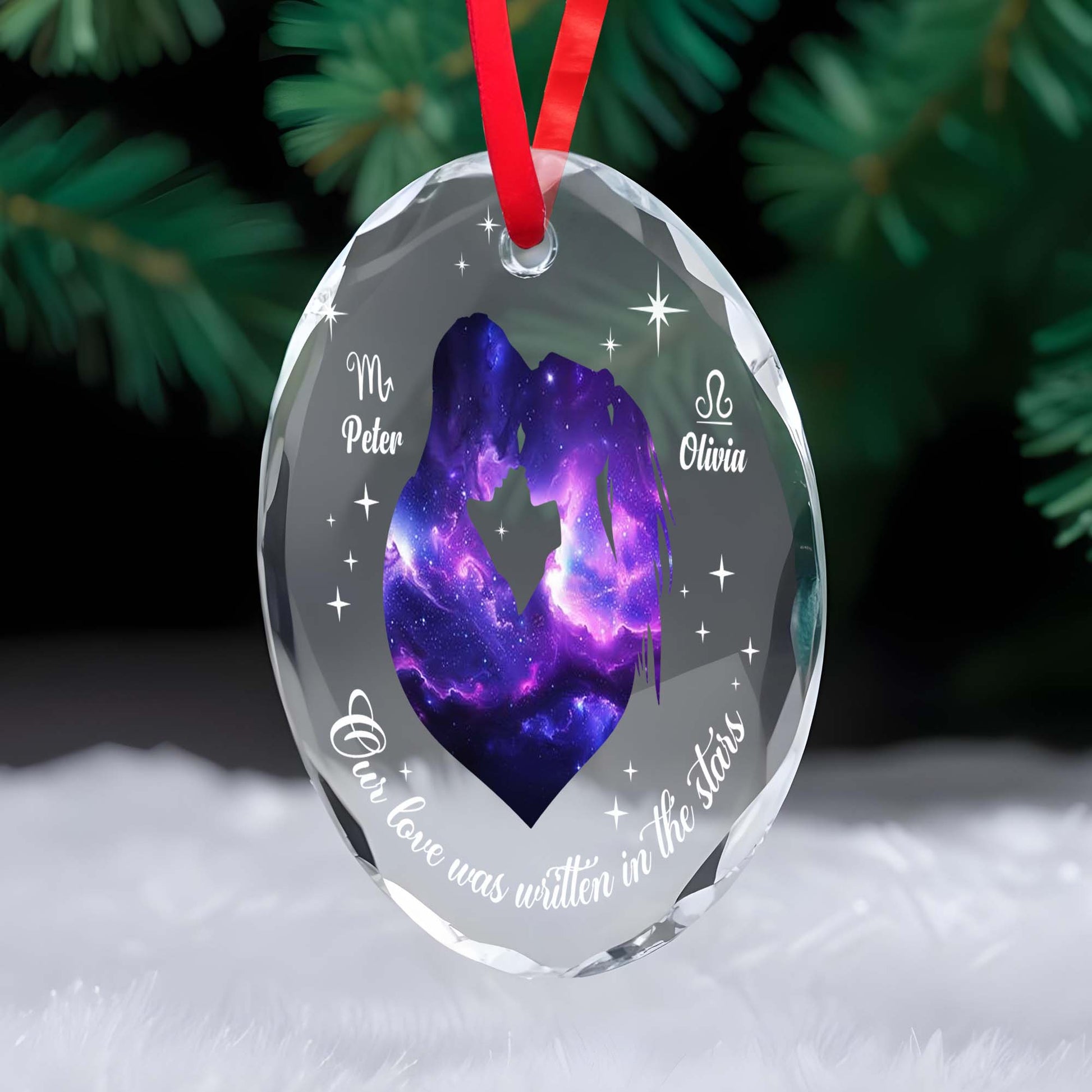 Our Love Was Written In The Stars Glass Ornament