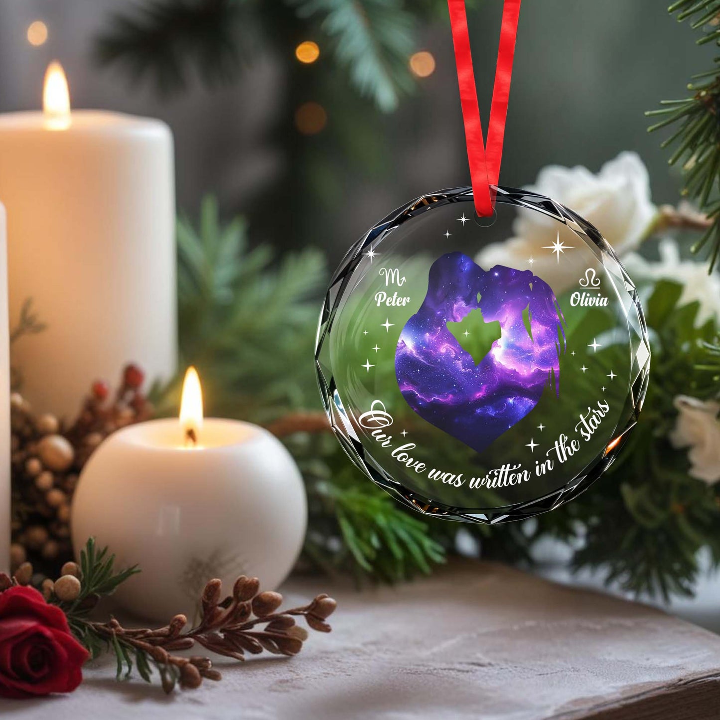 Our Love Was Written In The Stars Glass Ornament