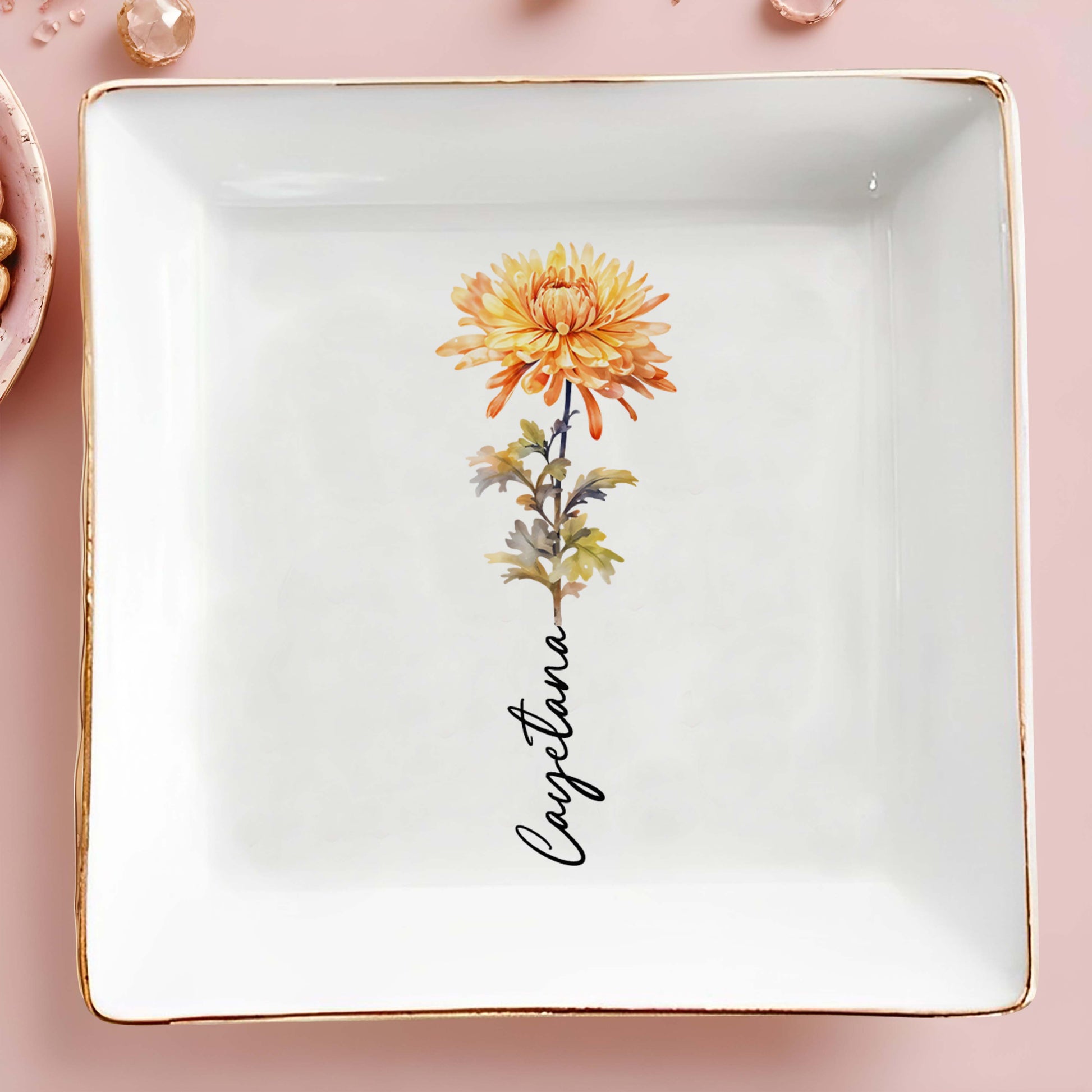 Beautiful Custom Floral Jewelry Dish