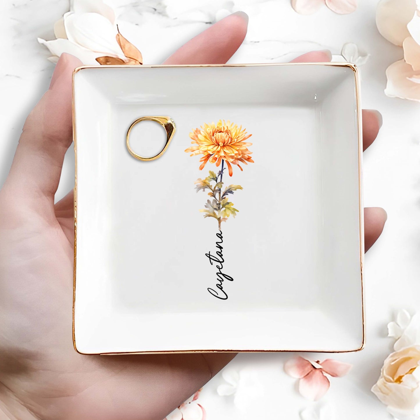 Beautiful Custom Floral Jewelry Dish