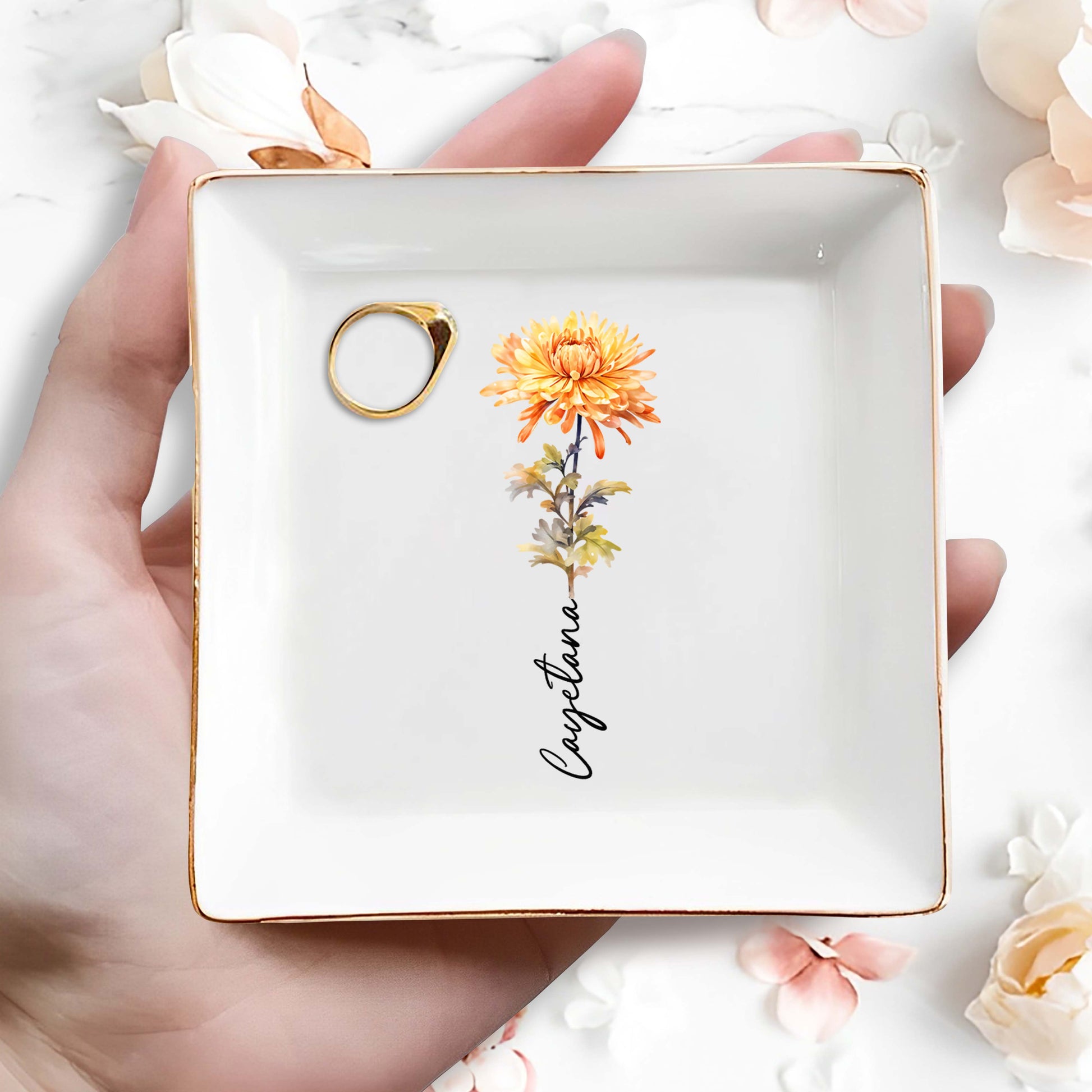 Beautiful Custom Floral Jewelry Dish