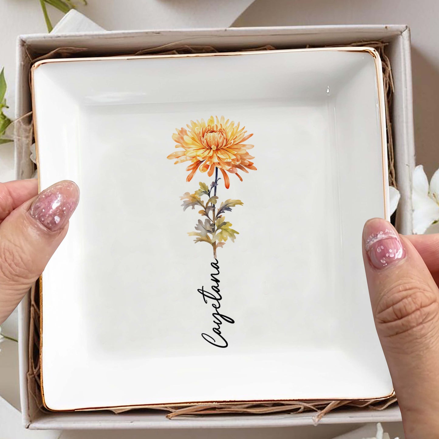 Beautiful Custom Floral Jewelry Dish