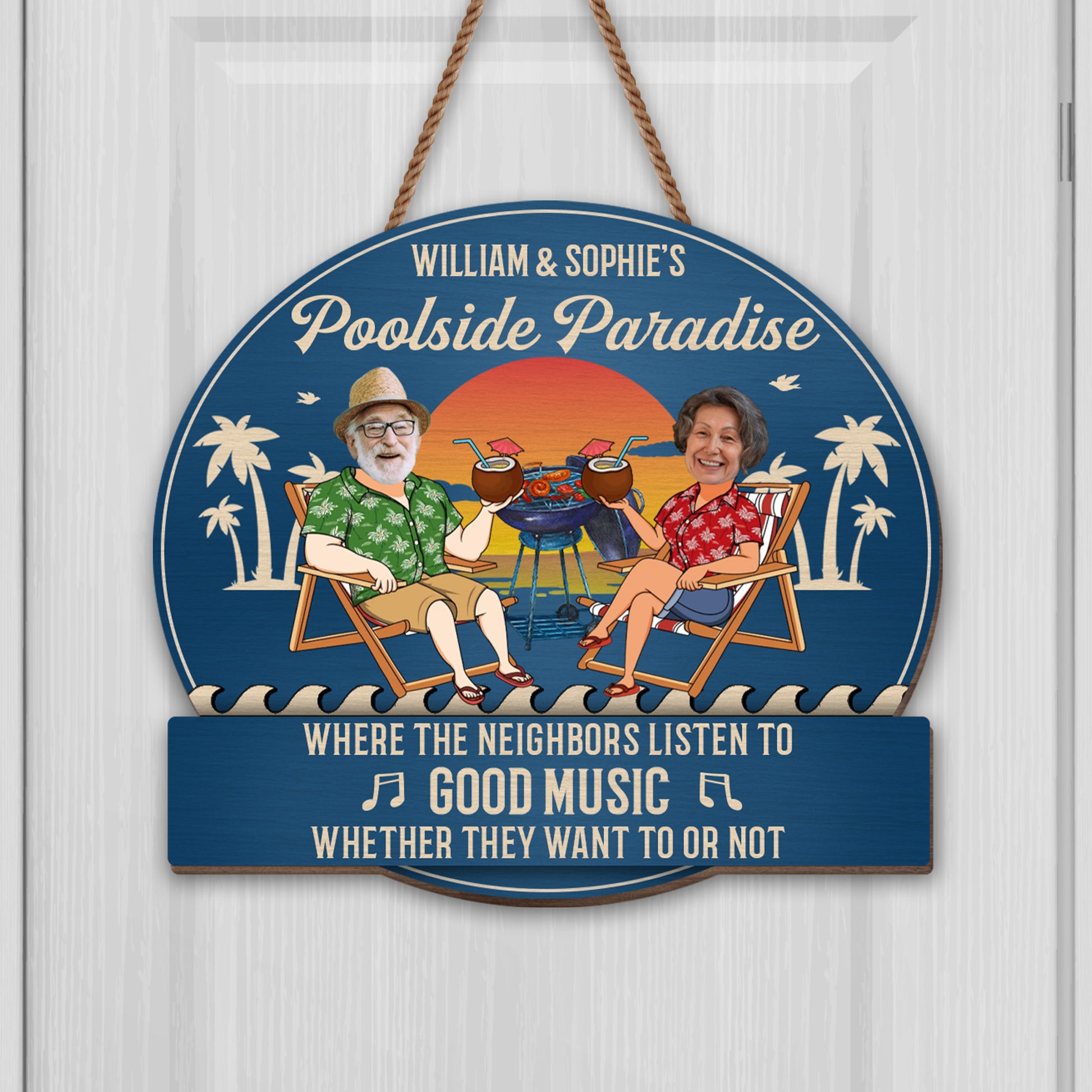 Poolside Paradise, Lounge Chairs And Palm Trees Design